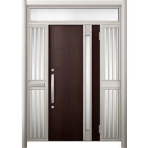 リシェント 玄関ドア3 断熱仕様 / 非防火 K2 M78型 アルミ色  両袖飾りランマ付中桟付ポス...