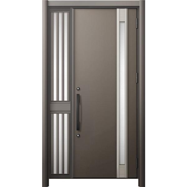 リシェント 玄関ドア3 断熱仕様 / 非防火 K4 M78型 アルミ色  片袖飾り 中桟付ポスト無し...