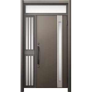 リシェント 玄関ドア3 断熱仕様 / 非防火 K4 M78型 木目調  片袖飾りランマ付中桟付ポスト...