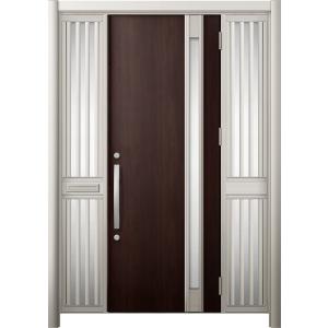 リシェント 玄関ドア3 断熱仕様 / 非防火 K4 M78型 木目調  両袖飾り 中桟付ポスト付 特...