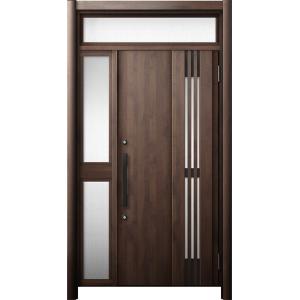 リシェント 玄関ドア3 断熱仕様 / 非防火 K2 M83型 木目調  片袖ランマ付中桟付ポスト無 ...