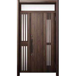 リシェント 玄関ドア3 断熱仕様 / 非防火 K2 M83型 木目調  片袖飾りランマ付中桟付ポスト...