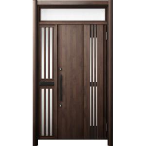 リシェント 玄関ドア3 断熱仕様 / 非防火 K2 M83型 木目調  片袖飾りランマ付中桟付ポスト...