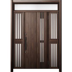 リシェント 玄関ドア3 断熱仕様 / 非防火 K2 M83型 木目調  両袖飾りランマ付中桟付ポスト...