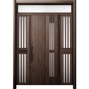 リシェント 玄関ドア3 断熱仕様 / 非防火 K2 M83型 木目調  両袖飾りランマ付中桟付ポスト...
