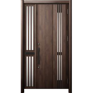 リシェント 玄関ドア3 断熱仕様 / 非防火 K4 M83型 木目調  片袖飾り 中桟付ポスト付 特...