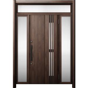 リシェント 玄関ドア3 断熱仕様 / 非防火 K4 M83型 木目調  両袖ランマ付 特注サイズ  ...