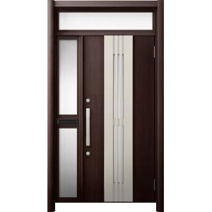 リシェント 玄関ドア3 断熱仕様 / 非防火 K2 M84型 木目調  片袖ランマ付中桟付ポスト付 ...