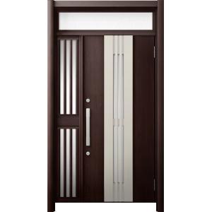 リシェント 玄関ドア3 断熱仕様 / 非防火 K2 M84型 木目調  片袖飾りランマ付中桟付ポスト...