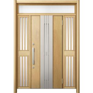 リシェント 玄関ドア3 断熱仕様 / 非防火 K2 M84型 木目調  両袖飾りランマ付中桟付ポスト...