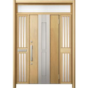 リシェント 玄関ドア3 断熱仕様 / 非防火 K2 M84型 木目調  両袖飾りランマ付中桟付ポスト...