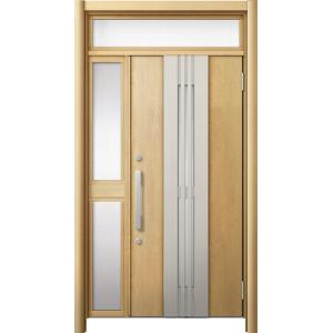 リシェント 玄関ドア3 断熱仕様 / 非防火 K4 M84型 木目調  片袖ランマ付中桟付ポスト無 ...