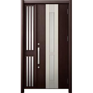 リシェント 玄関ドア3 断熱仕様 / 非防火 K4 M84型 木目調  片袖飾り 中桟付ポスト無し ...