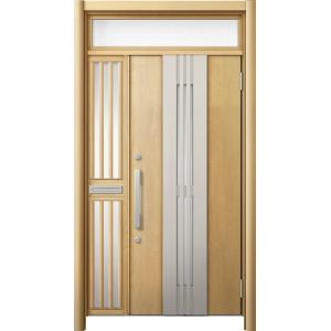 リシェント 玄関ドア3 断熱仕様 / 非防火 K4 M84型 木目調  片袖飾りランマ付中桟付ポスト...
