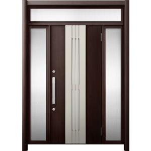 リシェント 玄関ドア3 断熱仕様 / 非防火 K4 M84型 木目調  両袖ランマ付 特注サイズ  ...