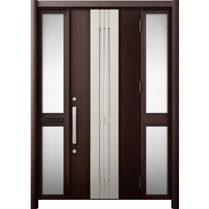 リシェント 玄関ドア3 断熱仕様 / 非防火 K4 M84型 木目調  両袖 中桟付ポスト付 特注サ...