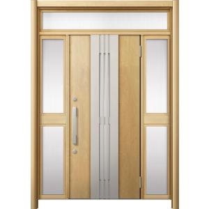 リシェント 玄関ドア3 断熱仕様 / 非防火 K4 M84型 木目調  両袖ランマ付中桟付ポスト無 ...