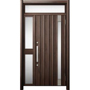 リシェント 玄関ドア3 断熱仕様 / 非防火 K2 P77型 木目調  片袖ランマ付中桟付ポスト無 ...