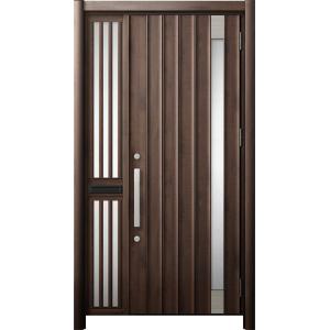 リシェント 玄関ドア3 断熱仕様 / 非防火 K2 P77型 木目調  片袖飾り 中桟付ポスト付 特...