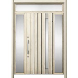 リシェント 玄関ドア3 断熱仕様 / 非防火 K2 P77型 木目調  両袖ランマ付 特注サイズ  ...
