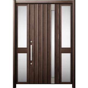 リシェント 玄関ドア3 断熱仕様 / 非防火 K2 P77型 木目調  両袖 中桟付ポスト無し 特注...