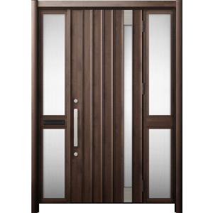 リシェント 玄関ドア3 断熱仕様 / 非防火 K2 P77型 木目調  両袖 中桟付ポスト付 特注サ...