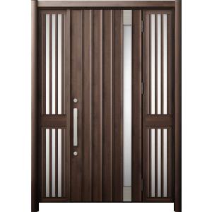 リシェント 玄関ドア3 断熱仕様 / 非防火 K4 P77型 木目調  両袖飾り 中桟付ポスト無 特...