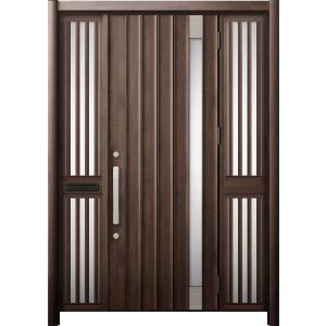 リシェント 玄関ドア3 断熱仕様 / 非防火 K4 P77型 木目調  両袖飾り 中桟付ポスト付 特...