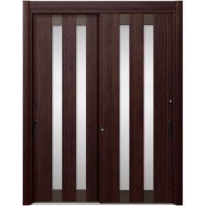 リシェント玄関引戸2 2枚建てランマなし PG仕様 P17型 木目調 簡易タッチキータイプ 特注サイ...