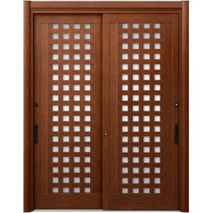 リシェント玄関引戸2 2枚建てランマなし PG仕様 P18型 木目調 簡易タッチキータイプ 特注サイ...