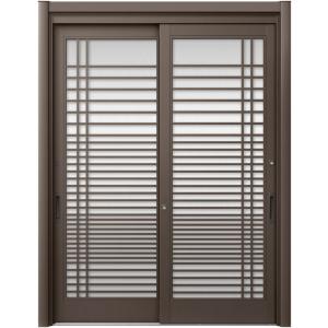 リシェント玄関引戸2 2枚建てランマなし PG仕様 P26型 アルミ色 簡易タッチキータイプ 特注サ...