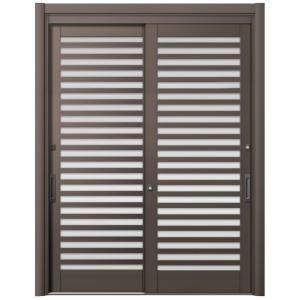 リシェント玄関引戸2 2枚建てランマなし SG仕様 S56型 アルミ色 簡易タッチキータイプ 特注サ...