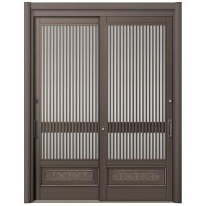 リシェント玄関引戸2 2枚建てランマなし SG仕様 S60型 アルミ色 簡易タッチキータイプ 特注サ...