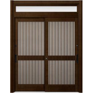 リシェント玄関引戸2 2枚建てランマ付き PG仕様 P11型 木目調 簡易タッチキータイプ 特注サイ...