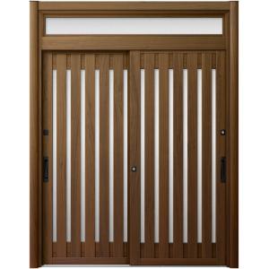 リシェント玄関引戸2 2枚建てランマ付き PG仕様 P16型 木目調 簡易タッチキータイプ 特注サイ...