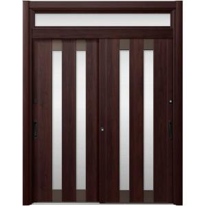 リシェント玄関引戸2 2枚建てランマ付き PG仕様 P17型 木目調 簡易タッチキータイプ 特注サイ...