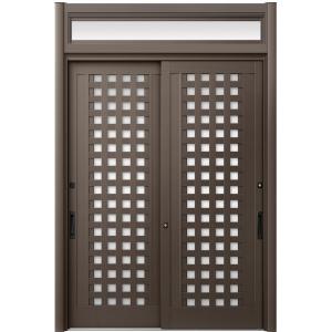 リシェント玄関引戸2 2枚建てランマ付き PG仕様 P18型 アルミ色 簡易タッチキータイプ 特注サ...