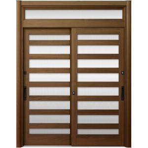 リシェント玄関引戸2 2枚建てランマ付き PG仕様 P22型 木目調 簡易タッチキータイプ 特注サイ...