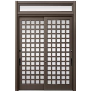 リシェント玄関引戸2 2枚建てランマ付き PG仕様 P25型 アルミ色 簡易タッチキータイプ 特注サ...