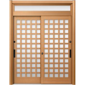 リシェント玄関引戸2 2枚建てランマ付き PG仕様 P25型 木目調 簡易タッチキータイプ 特注サイ...