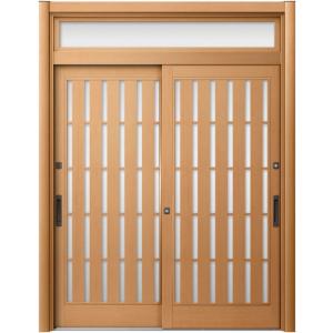 リシェント玄関引戸2 2枚建てランマ付き SG仕様 S54型 木目調 簡易タッチキータイプ 特注サイ...