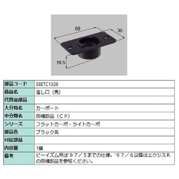 落し口(角) / 1個入り 部品色：ブラック系 S8ETC1326 交換用 部品 新日軽 LIXIL...