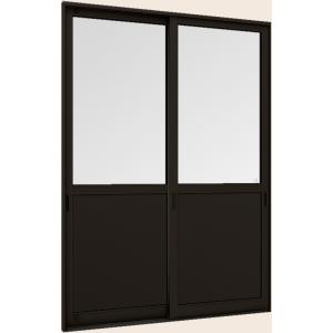 断熱土間引戸 サーモスLタイプ 一般複層ガラス仕様 ランマなし 2枚建て 中桟付き仕様 16520 ...