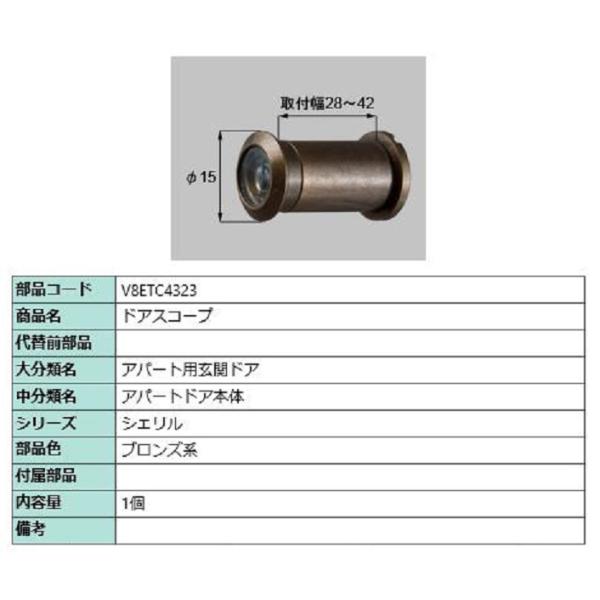 ドアスコープ / 1個入り 部品色：ブロンズ系 V8ETC4323 交換用 部品 新日軽 LIXIL...