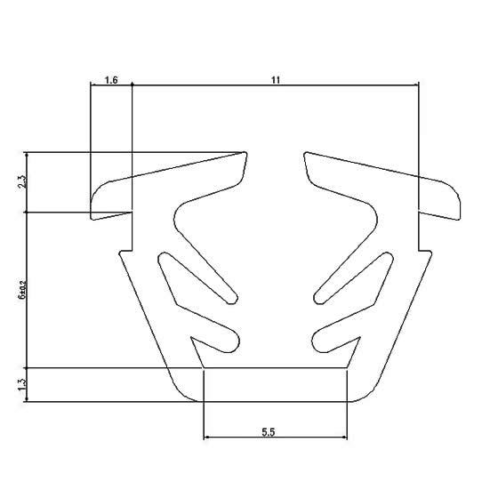 グレイジングチャンネル ガラス厚：4mm用 150m / 1巻 WB2554 部品色：ブラック(KC...