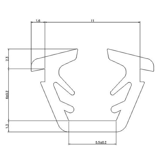 グレイジングチャンネル ガラス厚：5mm用 150m / 1巻 WB2555 部品色：ホワイト(WH...