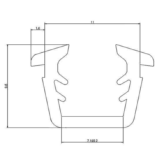 グレイジングチャンネル ガラス厚：6.8mm用 150m / 1巻 WB2557 部品色：ブラック(...