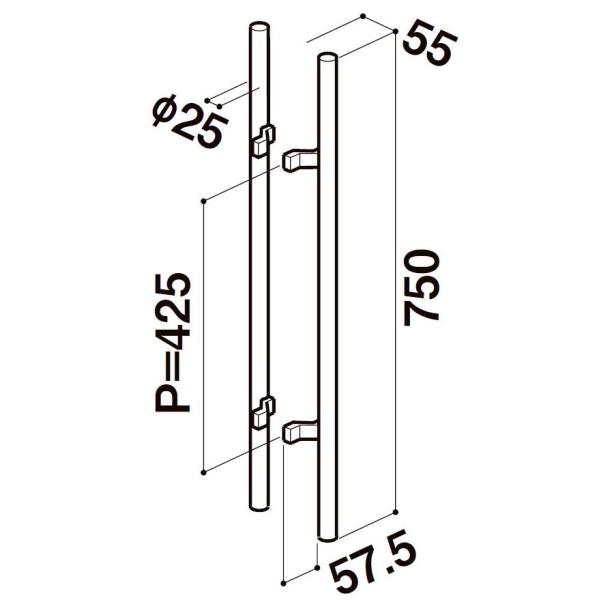 押棒スリム750 / 1セット入り 部品色：アルミブラック YAYT426 交換用 部品 ビルサッシ...