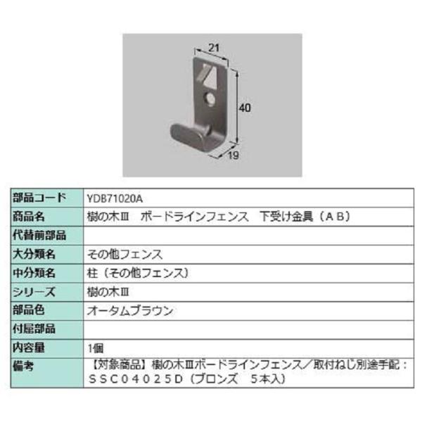 樹の木III ボードラインフェンス 下受け金具(AB) / 1個入り 部品色：オータムブラウン YD...