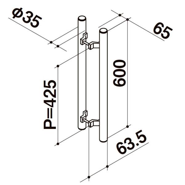 押棒600 / 1セット入り 部品色：アルミブラストシルバー YDUS906 交換用 部品 ビルサッ...